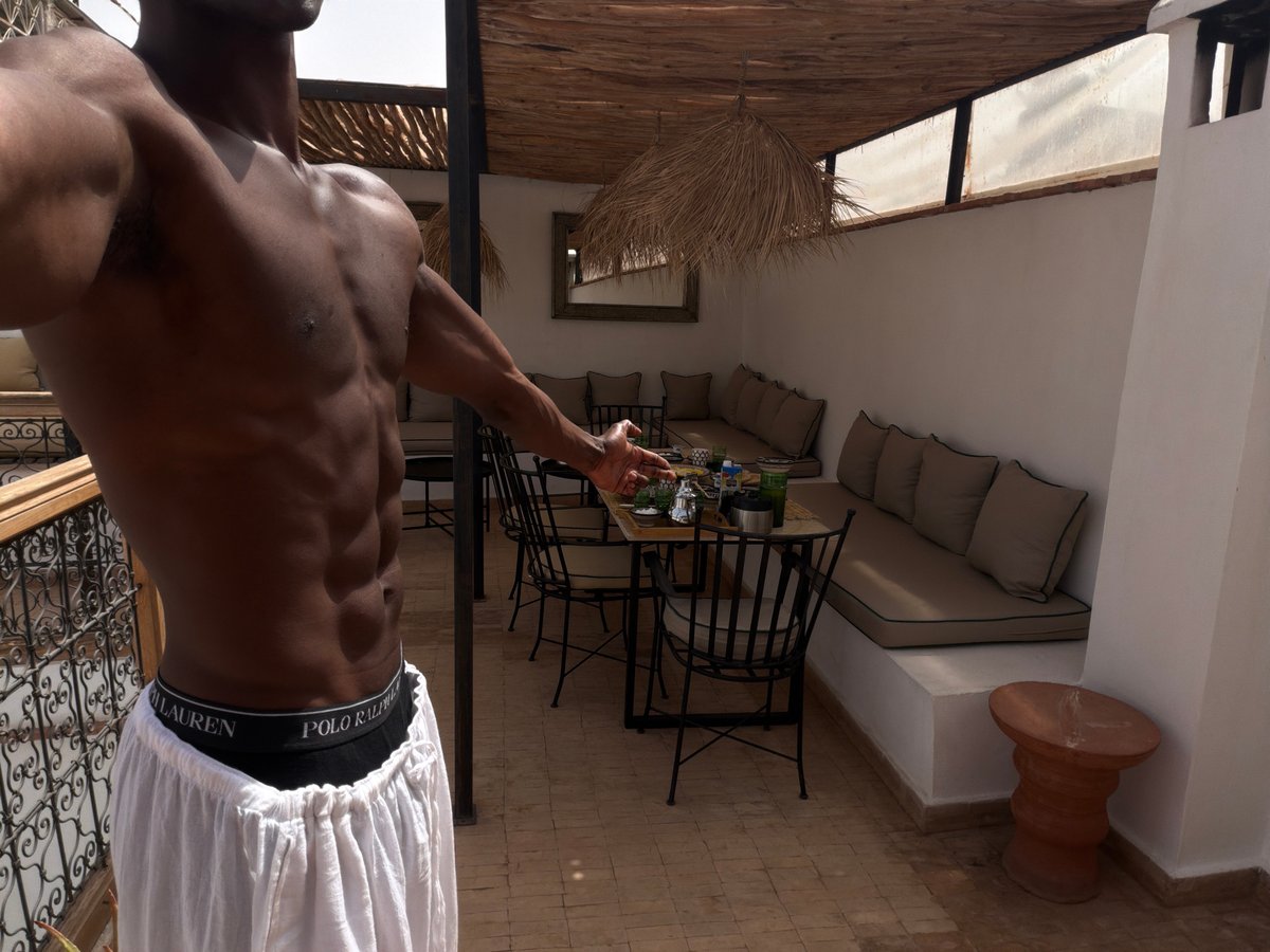 Rooftop breakfast and medina streets in Marrakesh