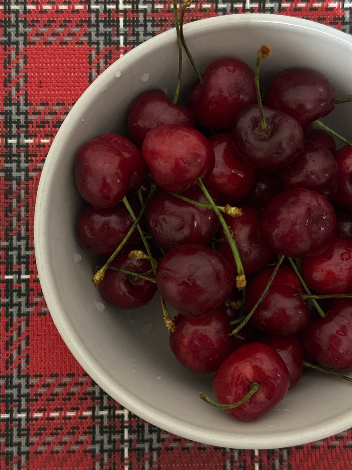 Fresh washed cherries photographed in bowl in Votkinsk