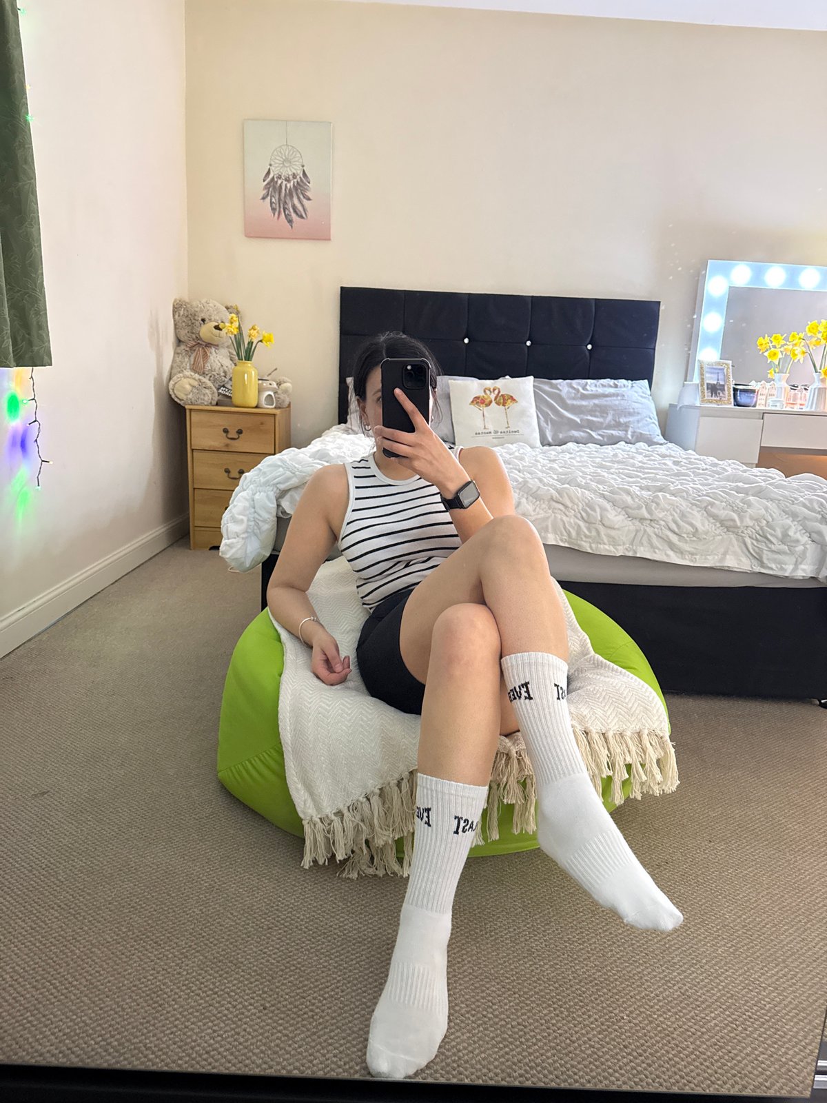 Person enjoys homemade burger meal in bedroom in Great Yarmouth