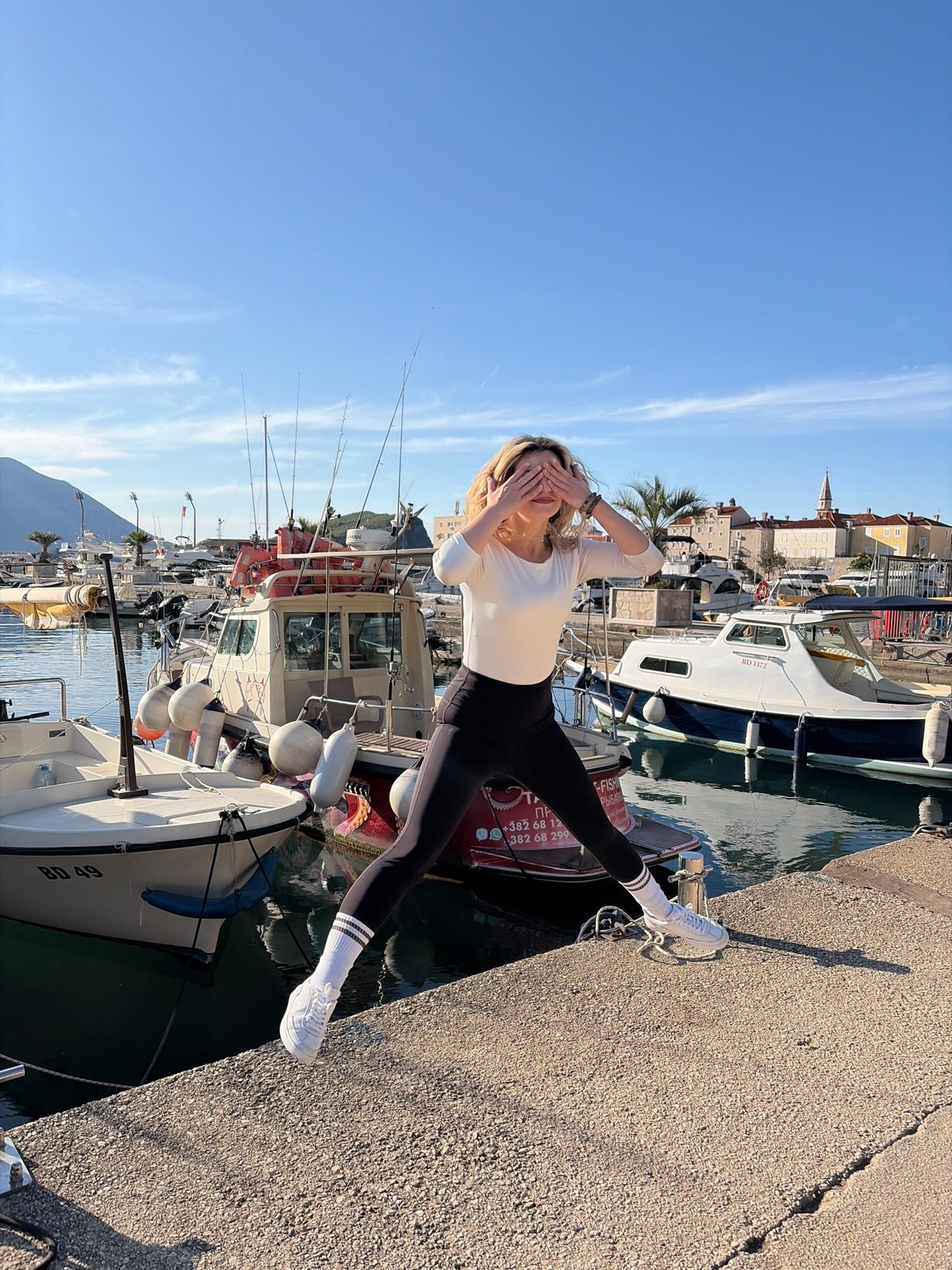 Morning harbor scenes documented in Budva, Montenegro marina