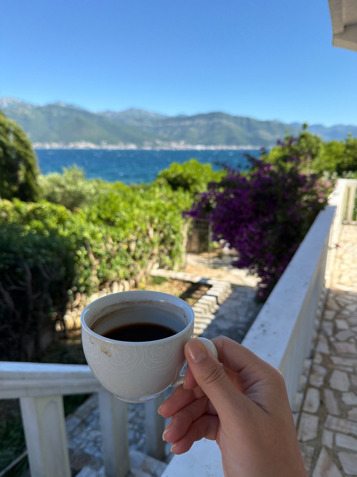 Morning coffee moments captured along Montenegro's Adriatic coast