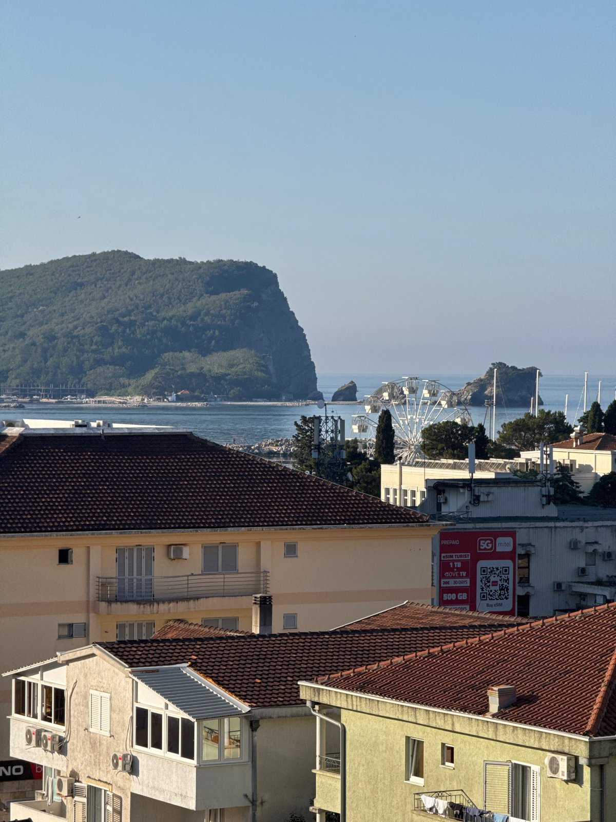Elevated views capture Budva's Mediterranean architecture and streetscapes