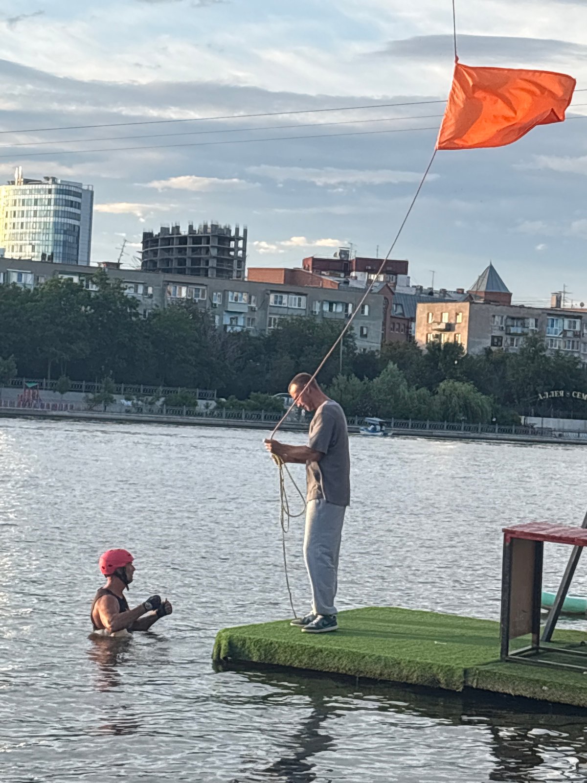 Cable wakeboarding session on the Volga in Astrakhan