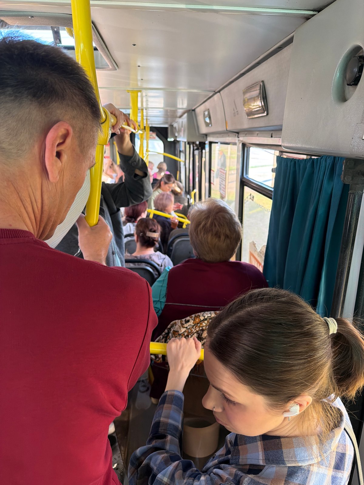Crowded bus transport observed in Krasnoyarsk, Russia