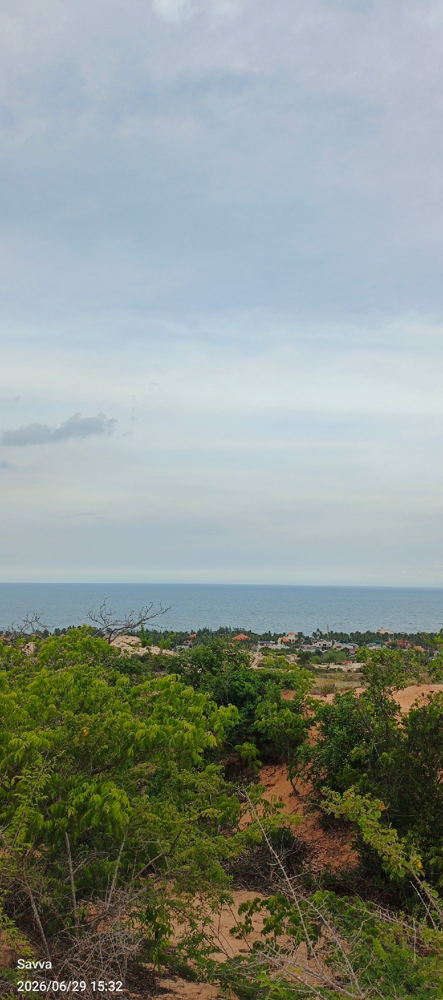 Field survey walk across coastal sand dunes in Phu Thuy Ward