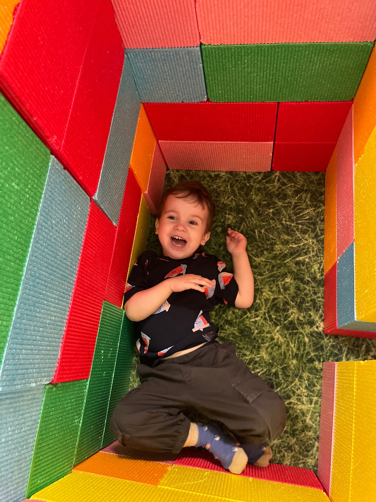 Colorful foam block structure at a Chaikovsky play space