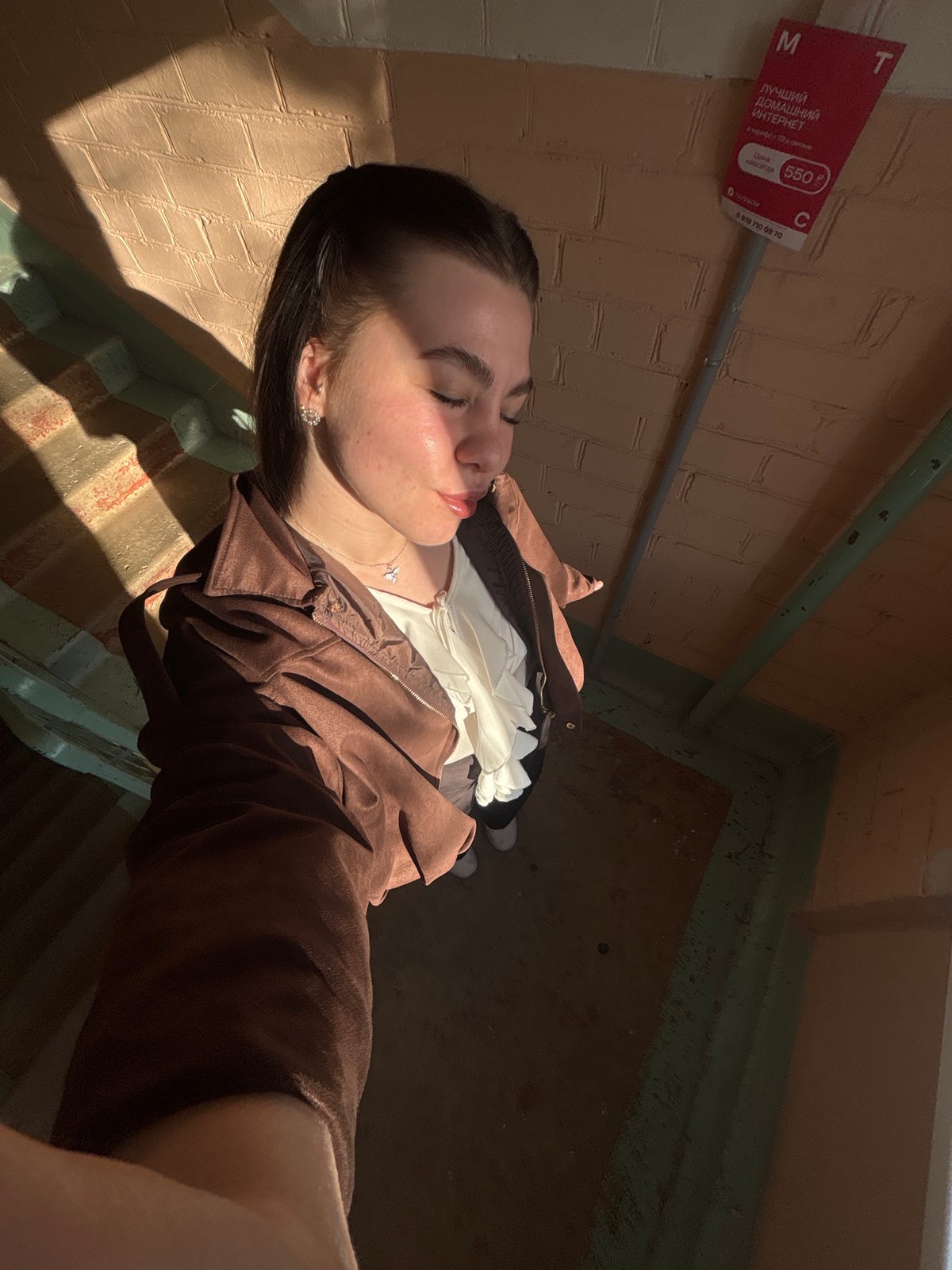 Woman takes late-night selfies in Perm, Russia