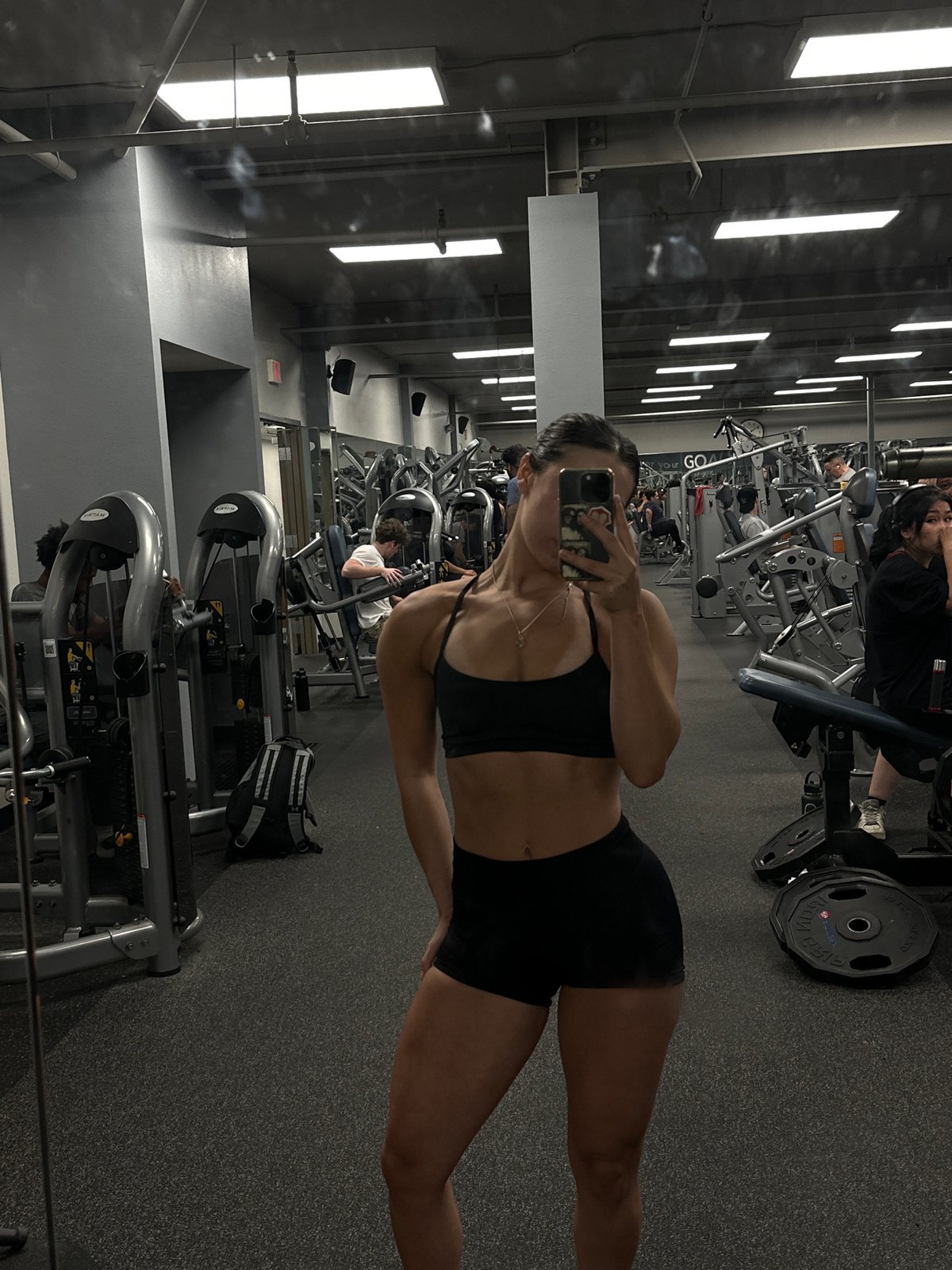Woman Takes Gym Selfie in Santa Monica Fitness Center