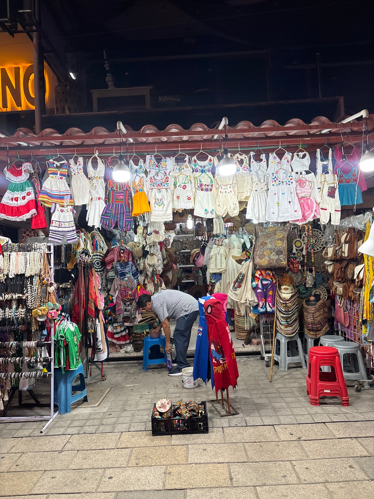 Street vendors operate early morning stalls in Playa del Carmen