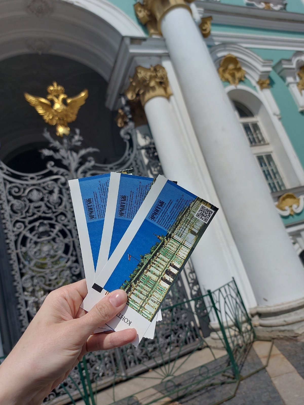 Tourist visits Hermitage Museum in Saint Petersburg