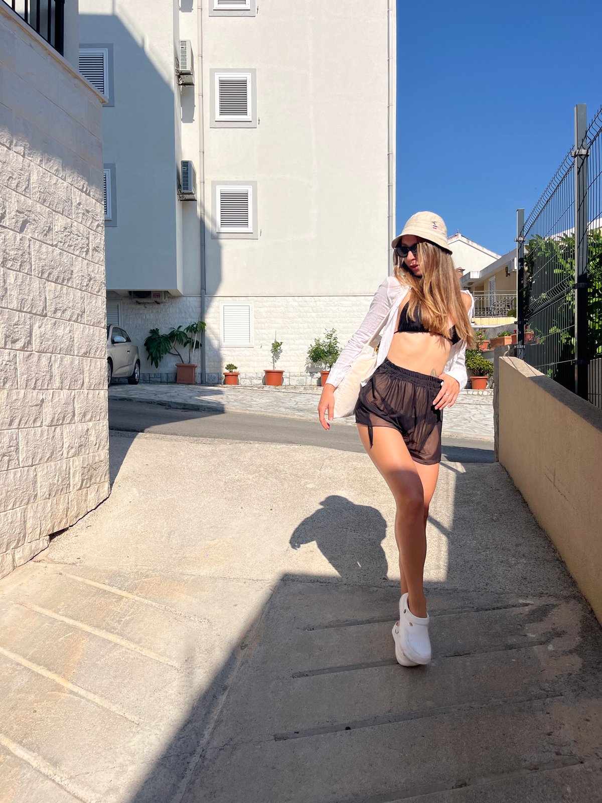 Beachside poses on a sunny afternoon in Bečići, Montenegro