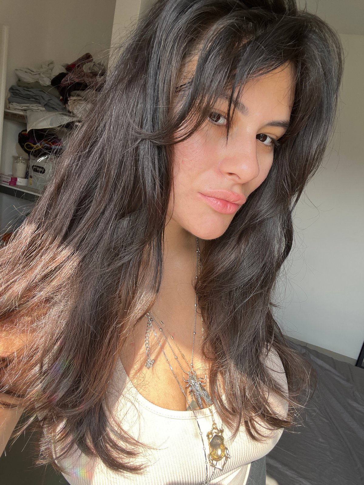 Morning selfie session in a Kiryat Bialik bedroom