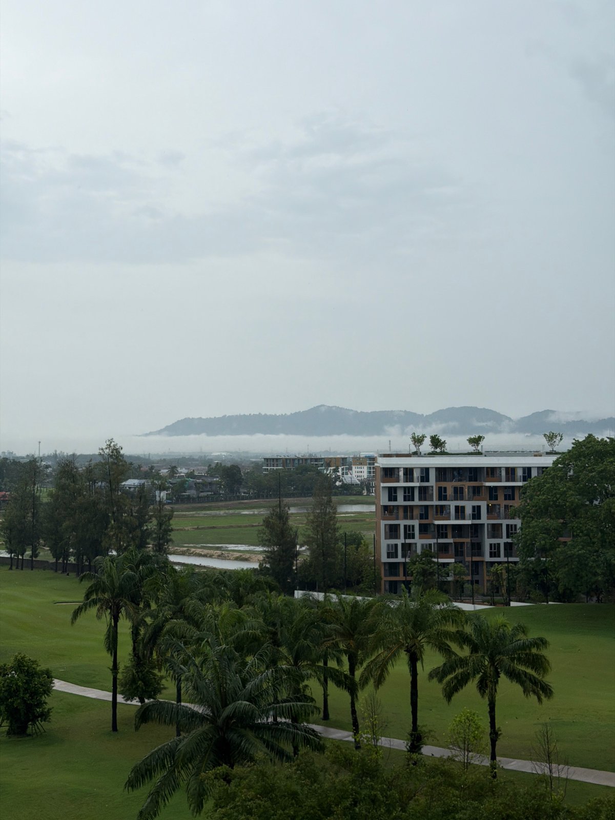 Morning rain observed from balcony in Choeng Thale, Thailand
