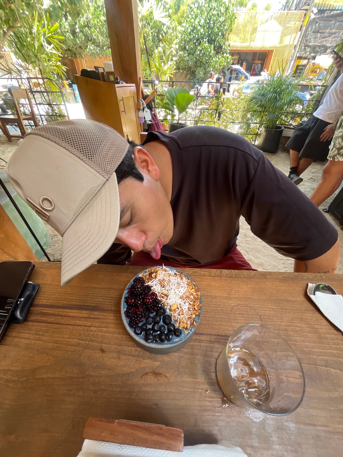 Cafe meal documented in Puerto Escondido featuring smoothie bowls