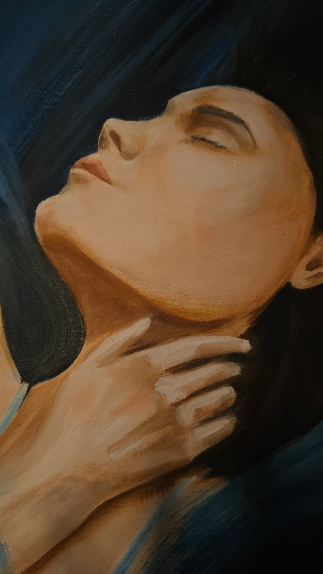 Portrait painting observed in Kadıköy shows person in profile