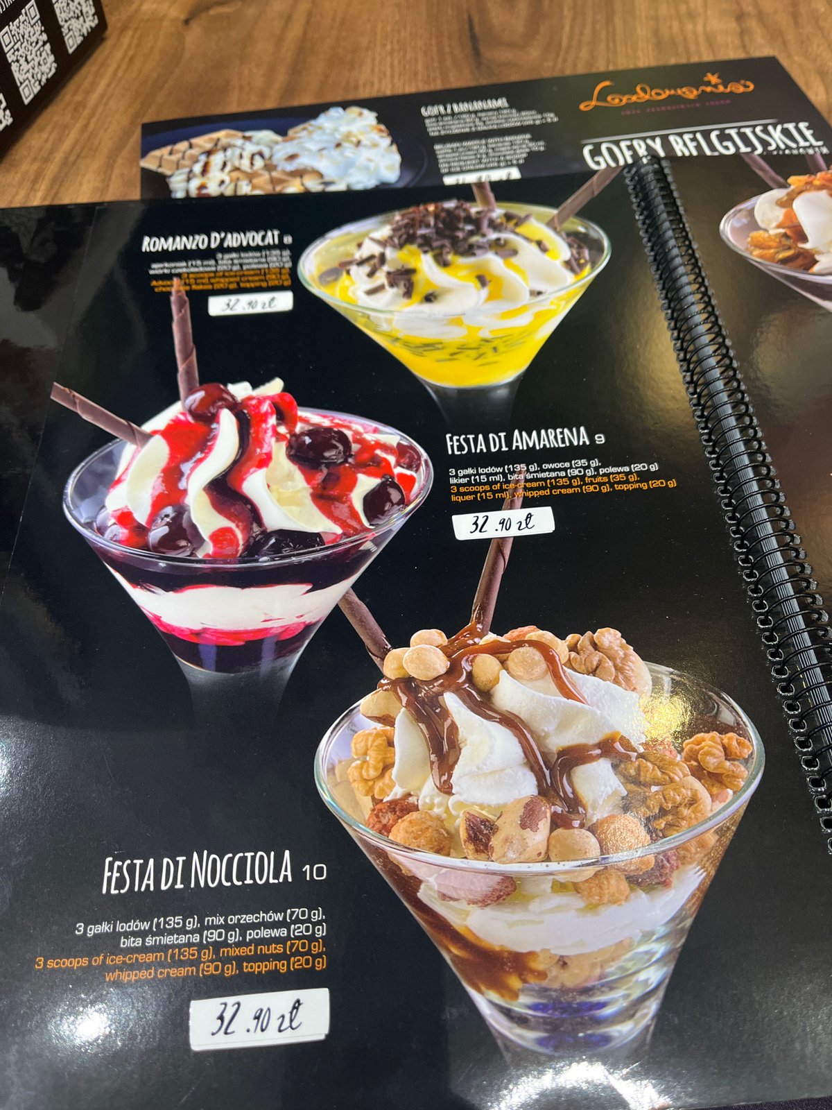 Cafe visit with iced coffee and dessert menu exploration