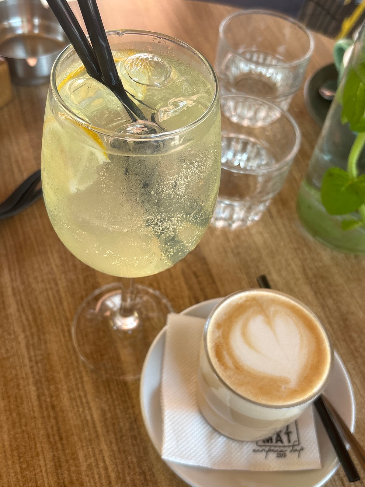 Coffee and drinks at a Kragujevac cafe on a June morning