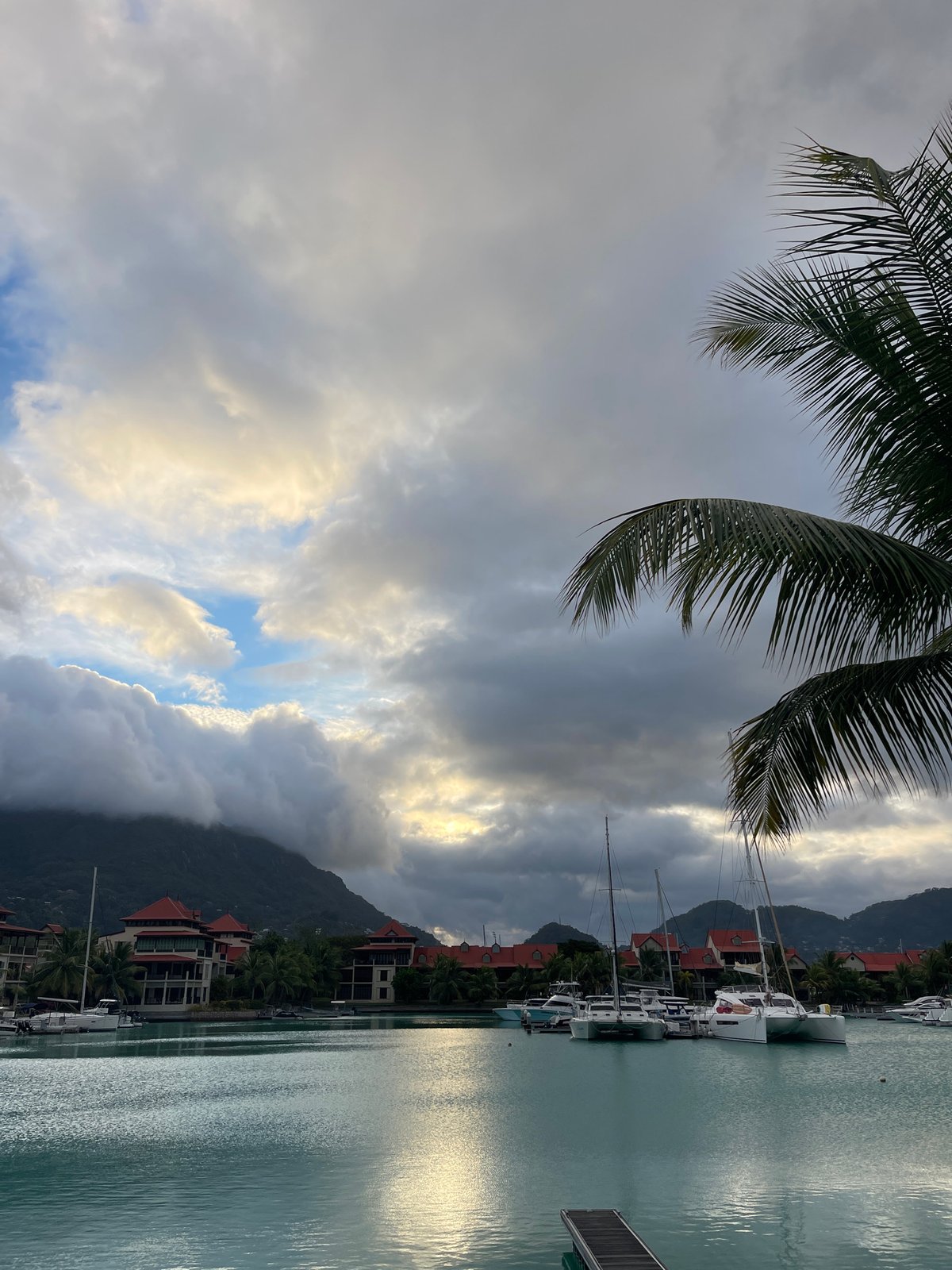 Providence marina at dusk, Seychelles — afternoon into twilight