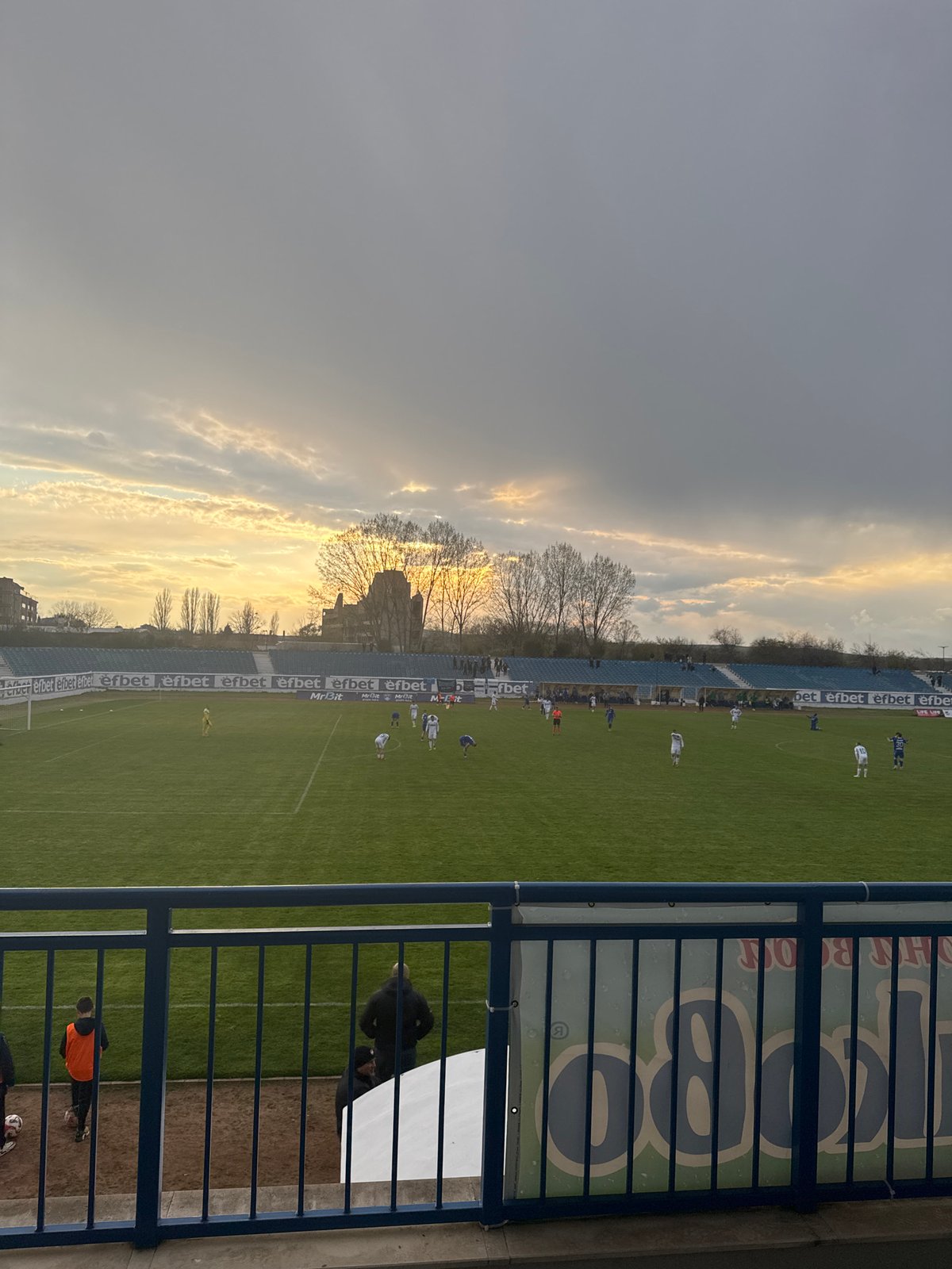 Soccer match played at Nesebar stadium with sparse attendance