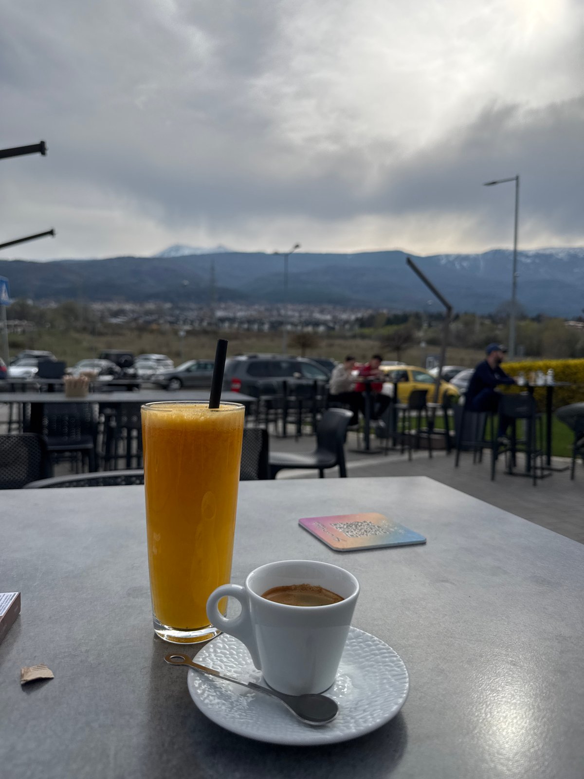 Casual moments captured across Sofia: cafe, selfie, shopping robot