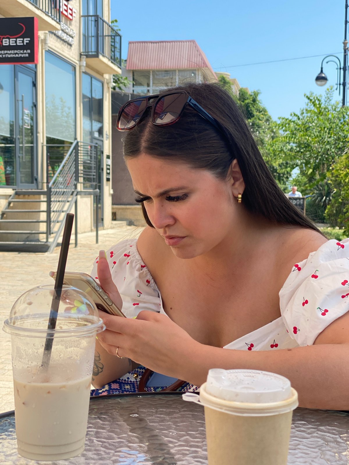 Casual café breakfast in Derbent, Russia