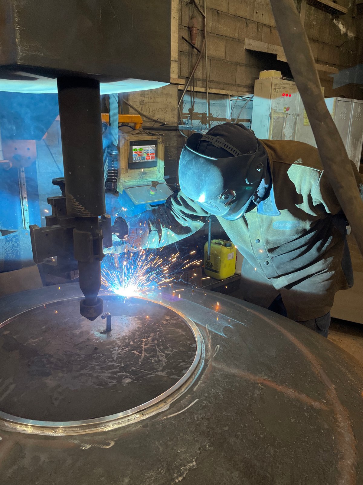 Industrial welding work documented at Montenegro facility