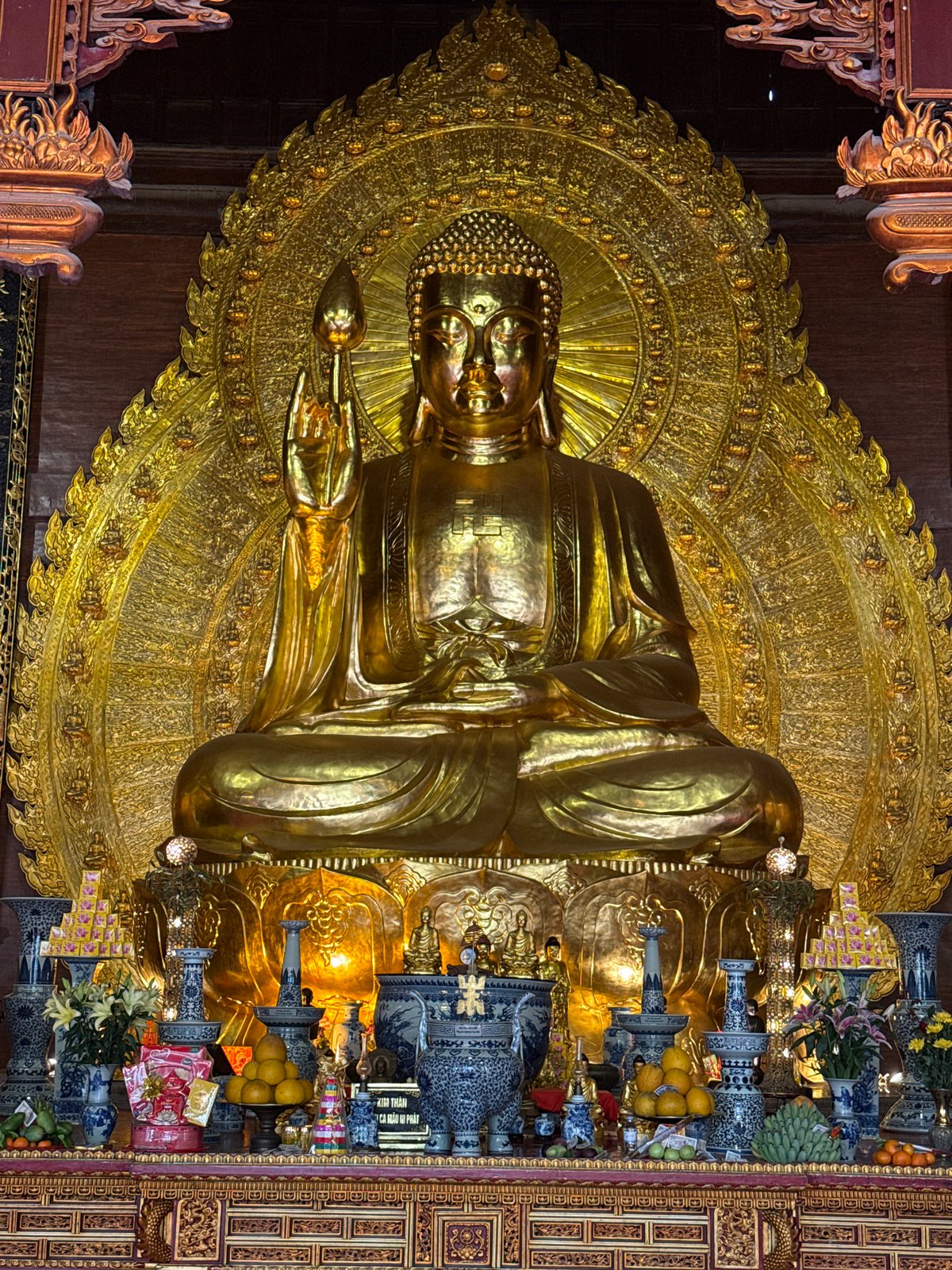 Buddhist temple architecture documented in Vietnam dawn hours