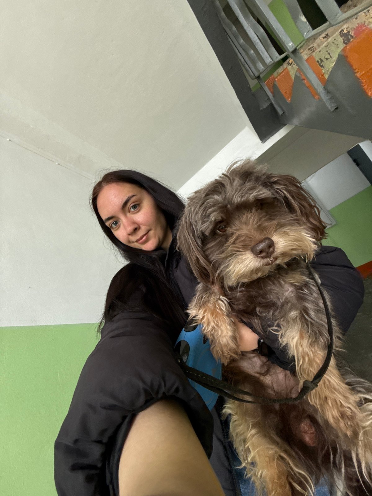 Woman documents morning routine with dog in Chaikovsky, Russia