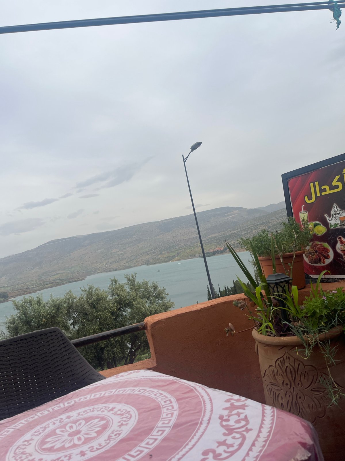 Coffee break overlooking Bin El Ouidane Lake, Morocco