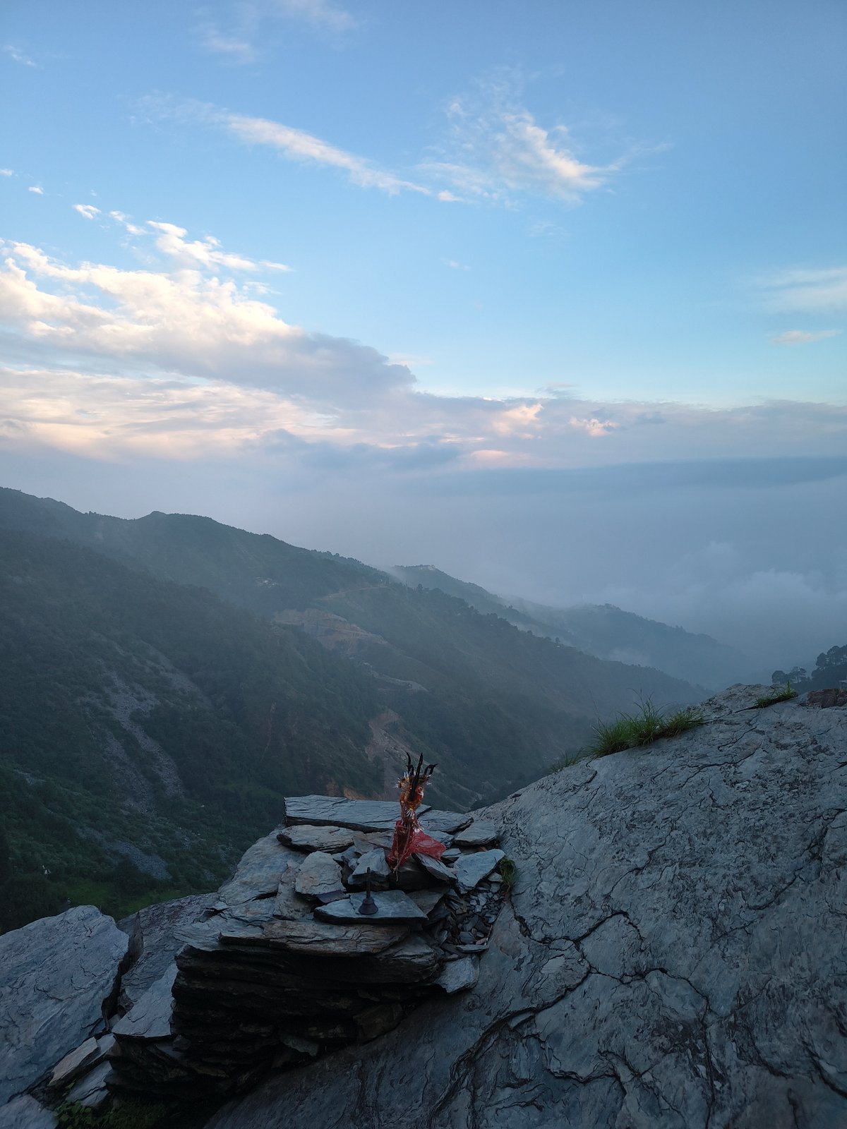 Mountain day trip: misty peaks, forest finds, and a holiday bus stop