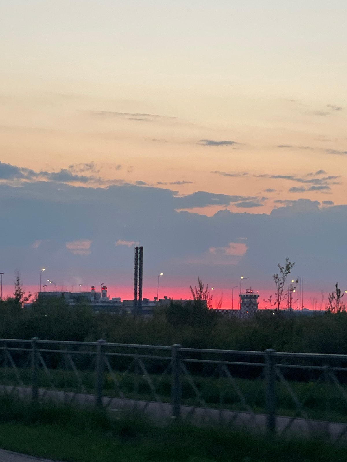 Sunset observed over Saint Petersburg with colorful sky gradient