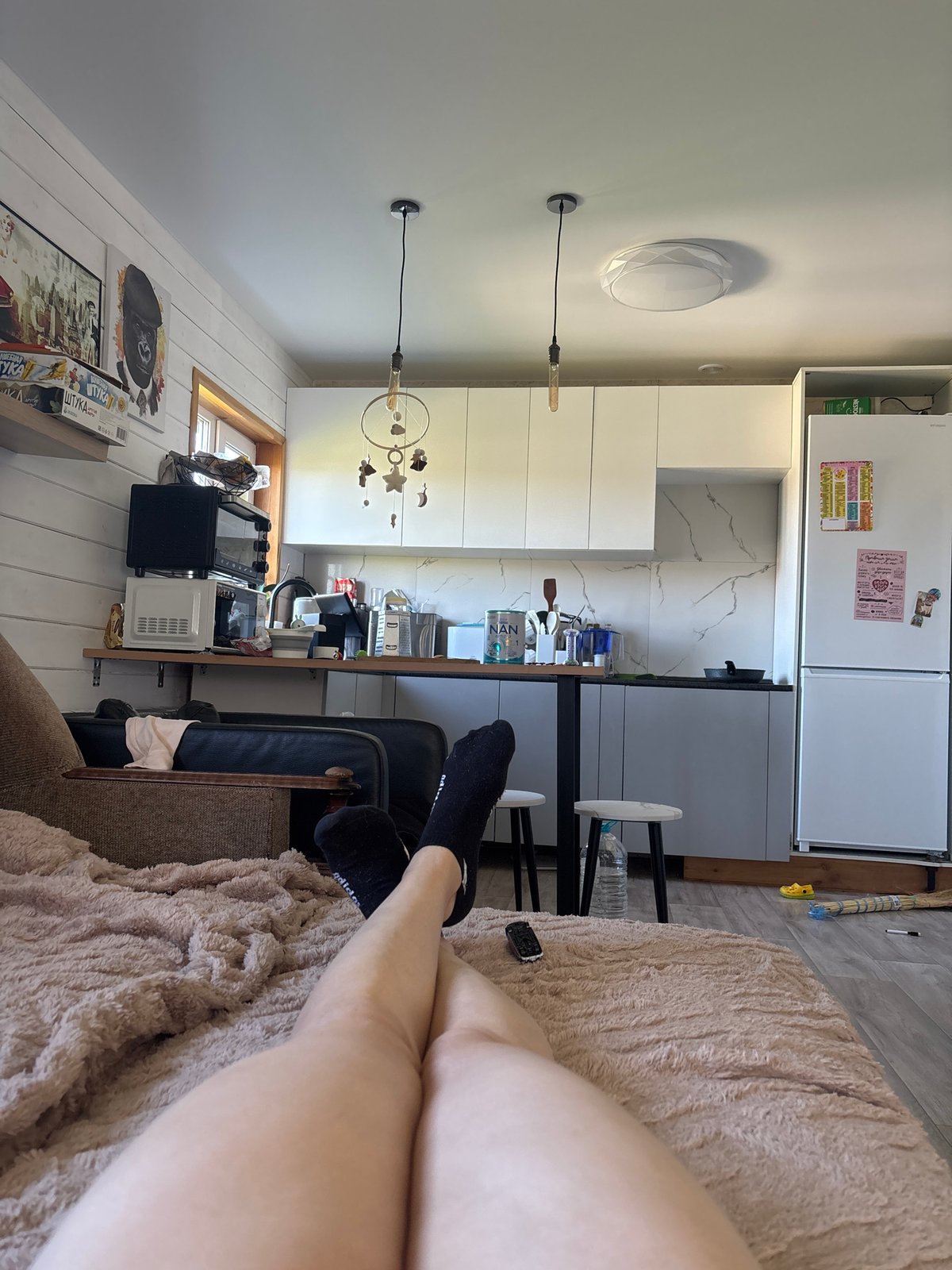 Quiet morning moments captured in Russian household