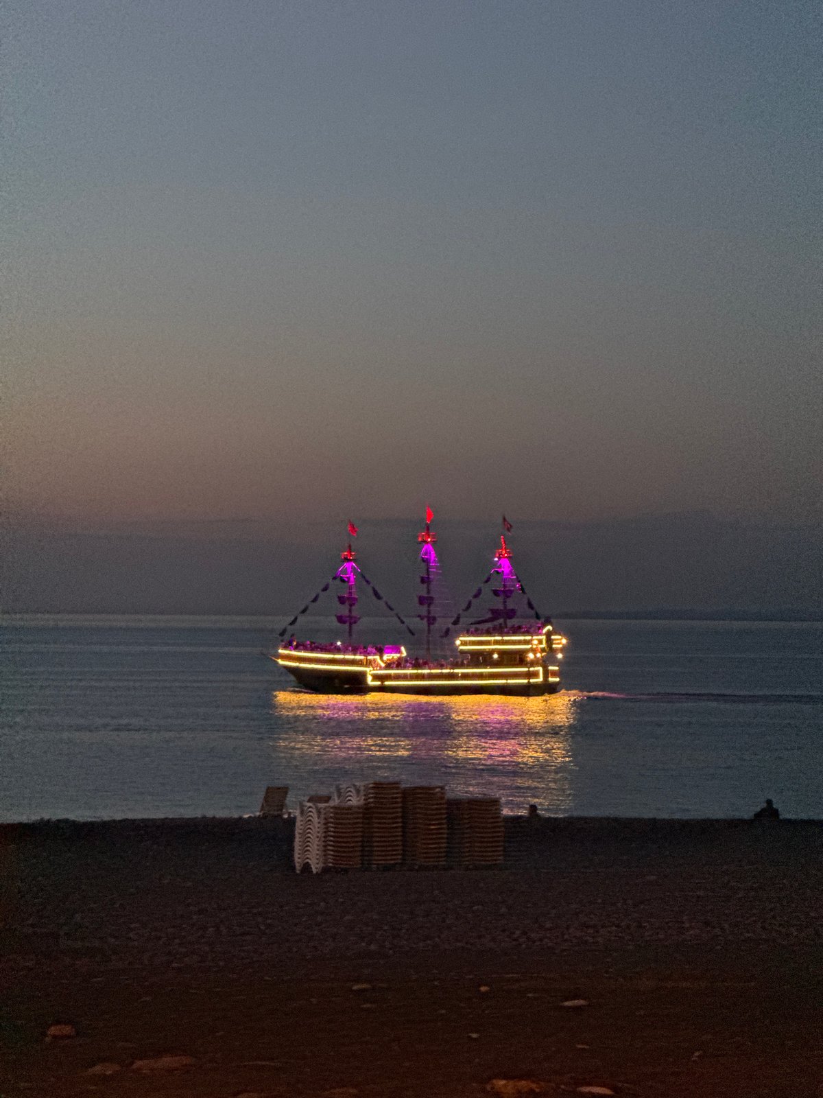 Sunset boats observed on Black Sea coast in Batumi