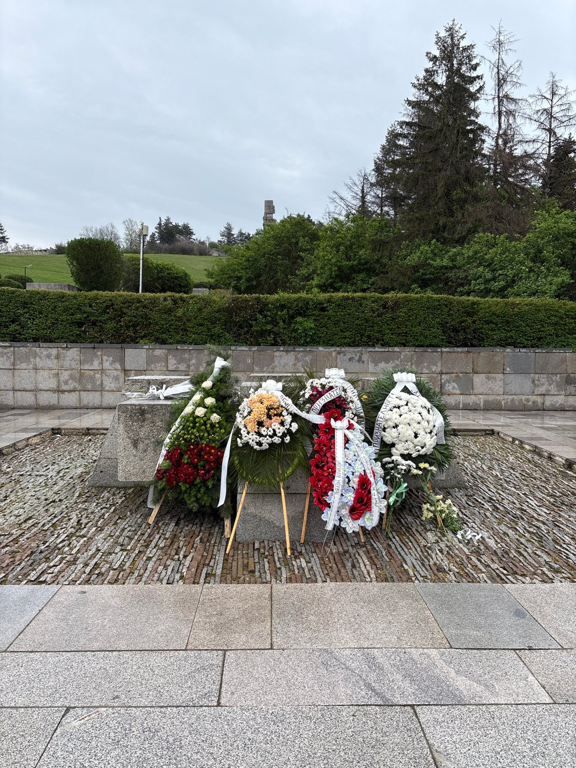Memorial wreaths, indoor facilities documented in Panagyurishte, Bulgaria