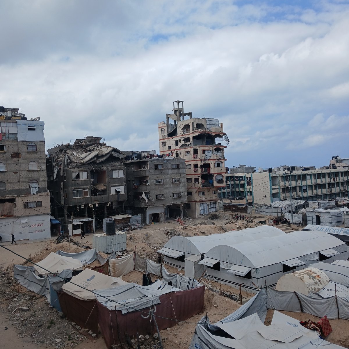 Gaza displacement camps documented amid widespread urban destruction