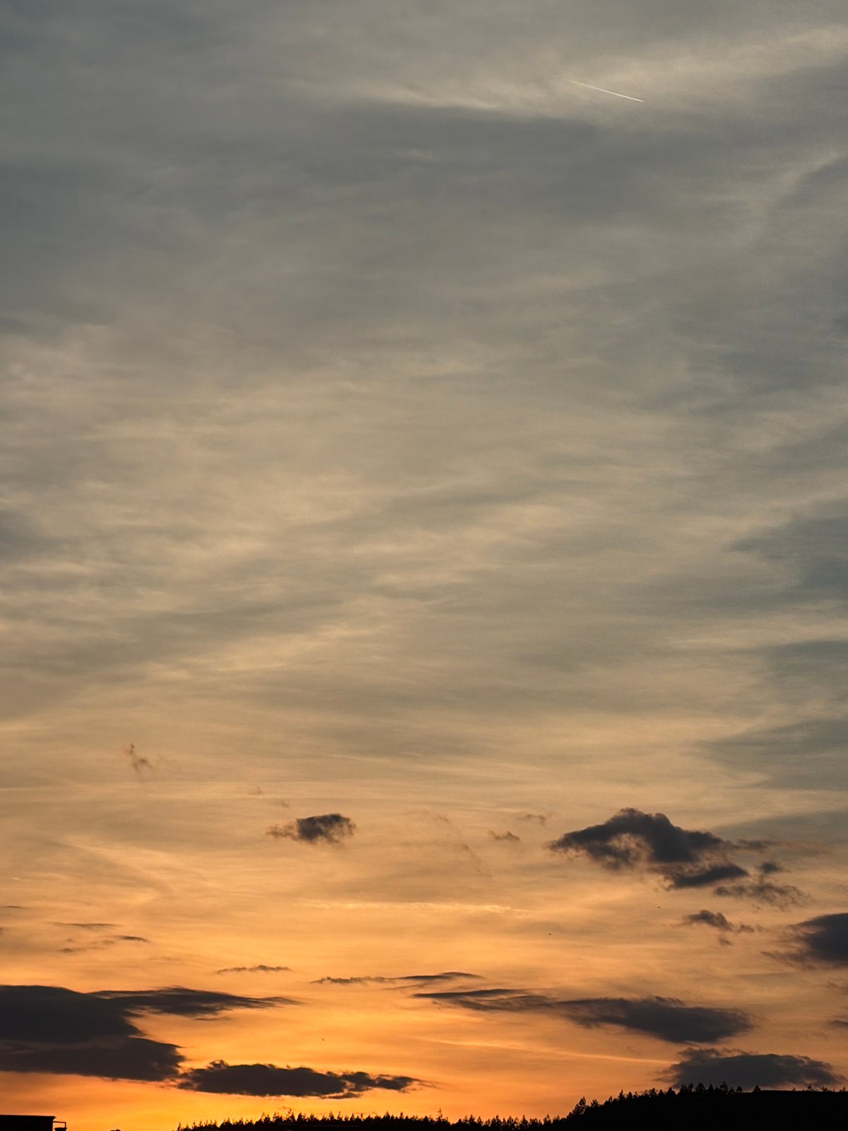 Sky scene with wispy clouds observed during sunset hours