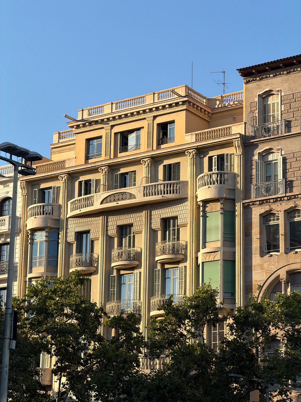 Barcelona's Passeig de Gràcia architecture on a summer afternoon