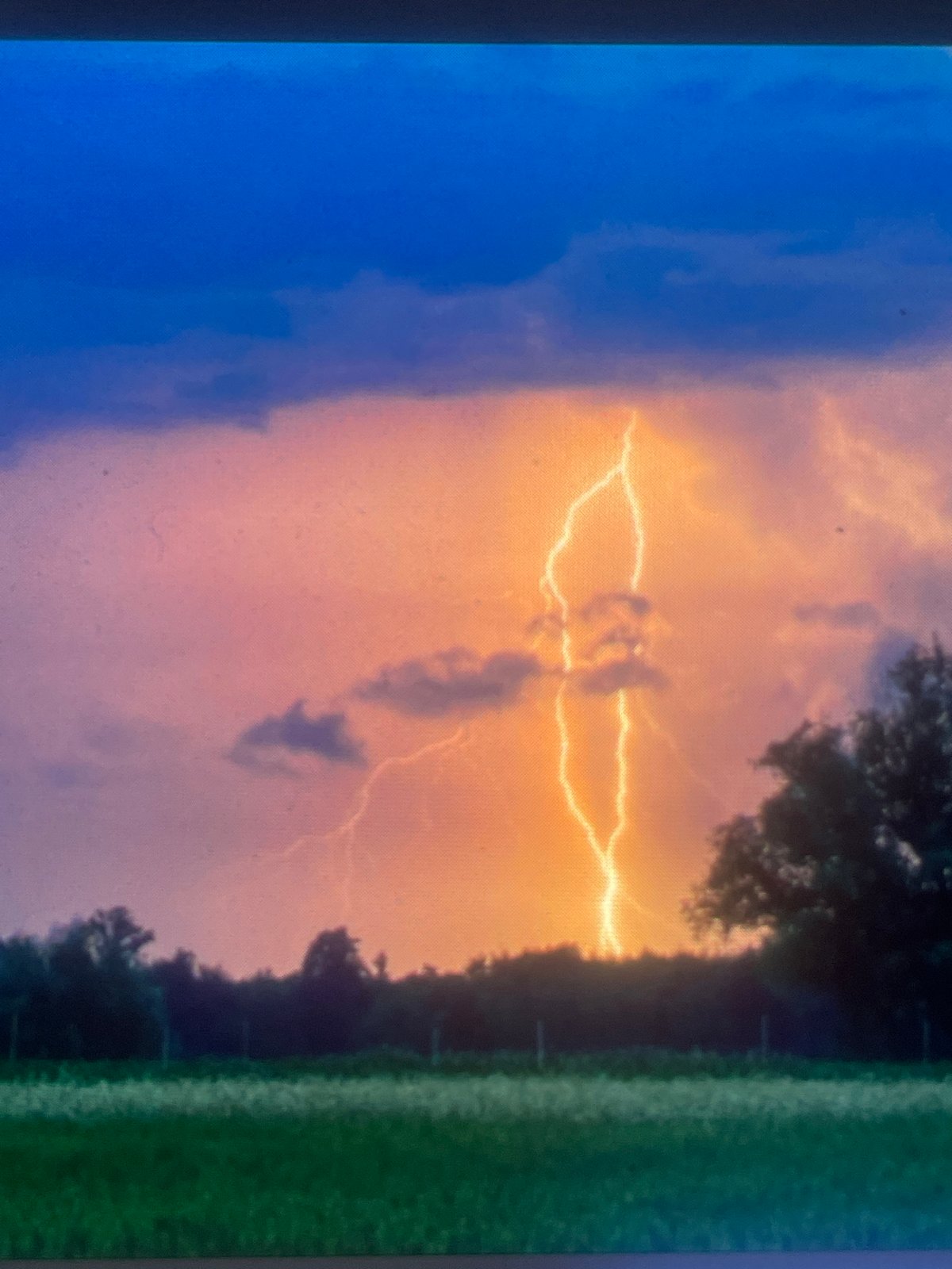 Dramatic lightning storm strikes Zelenyi Hai, Ukraine at dawn