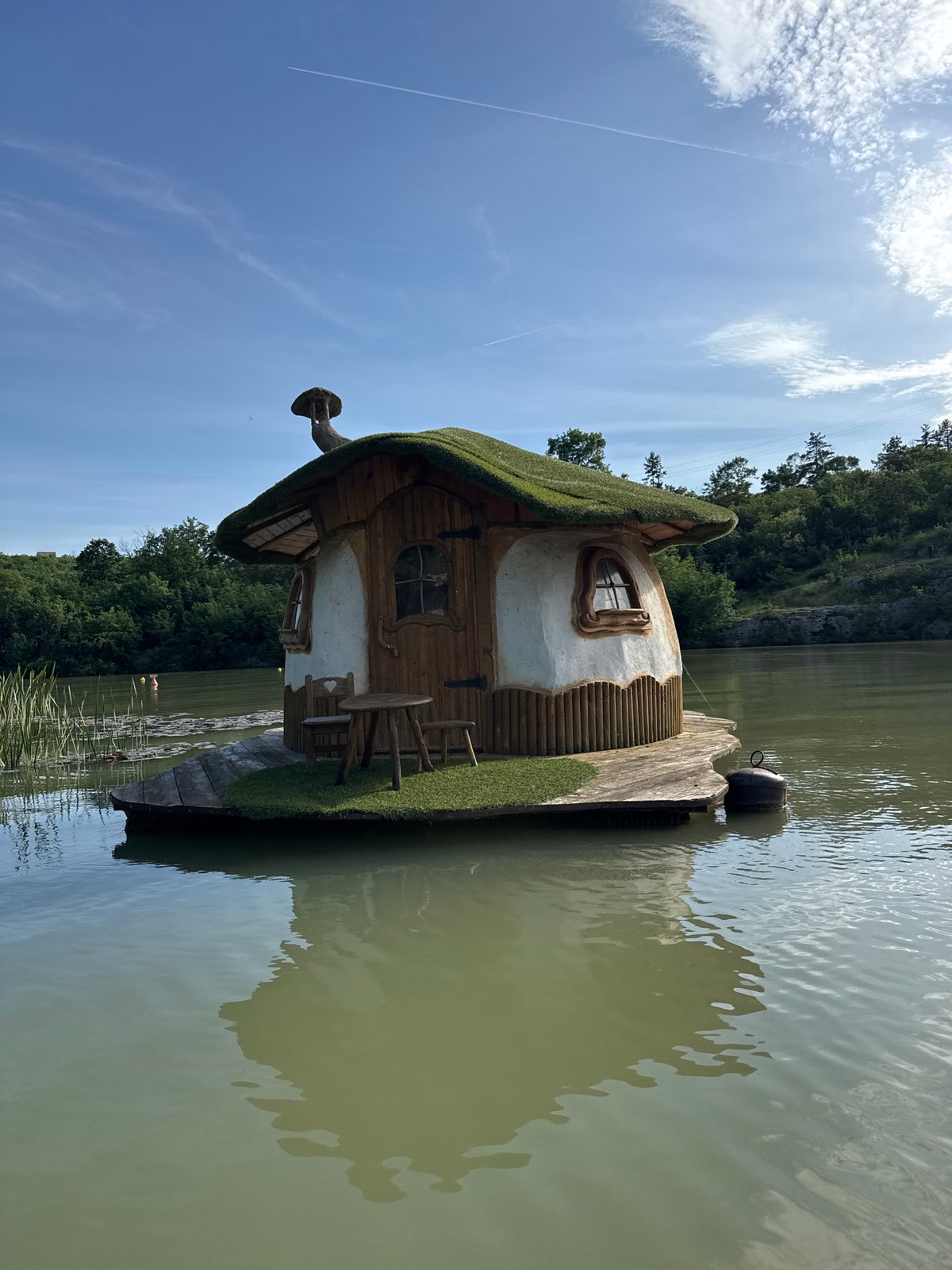 Boat tour captures whimsical floating architecture near Lukovit, Bulgaria