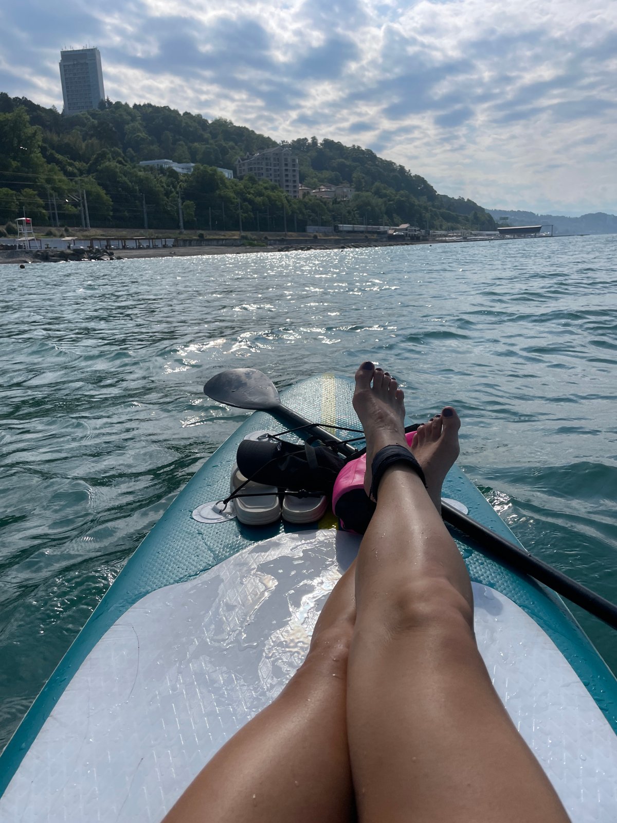Dawn water sports activity documented along Sochi's Black Sea coast