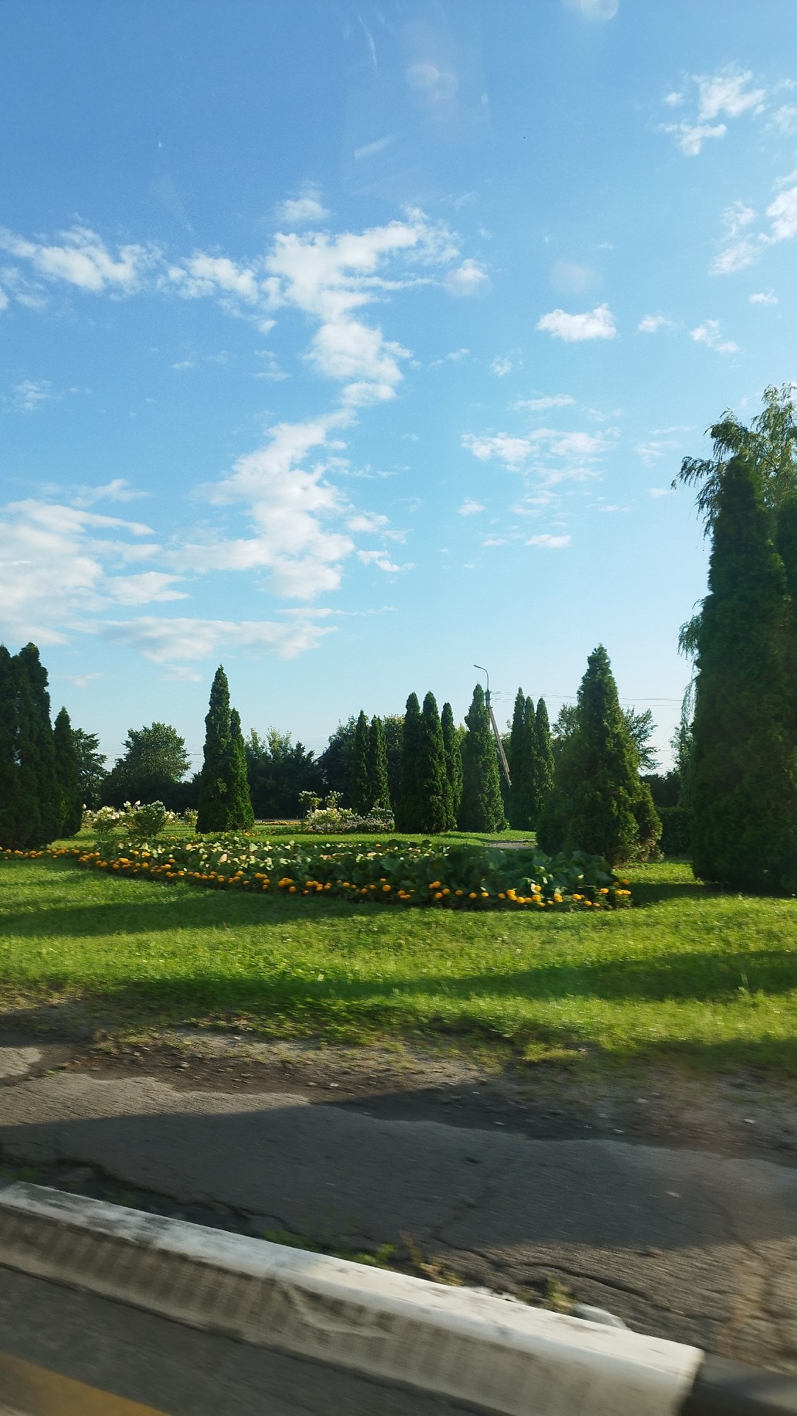 Sunny street view rolling through residential Stary Oskol