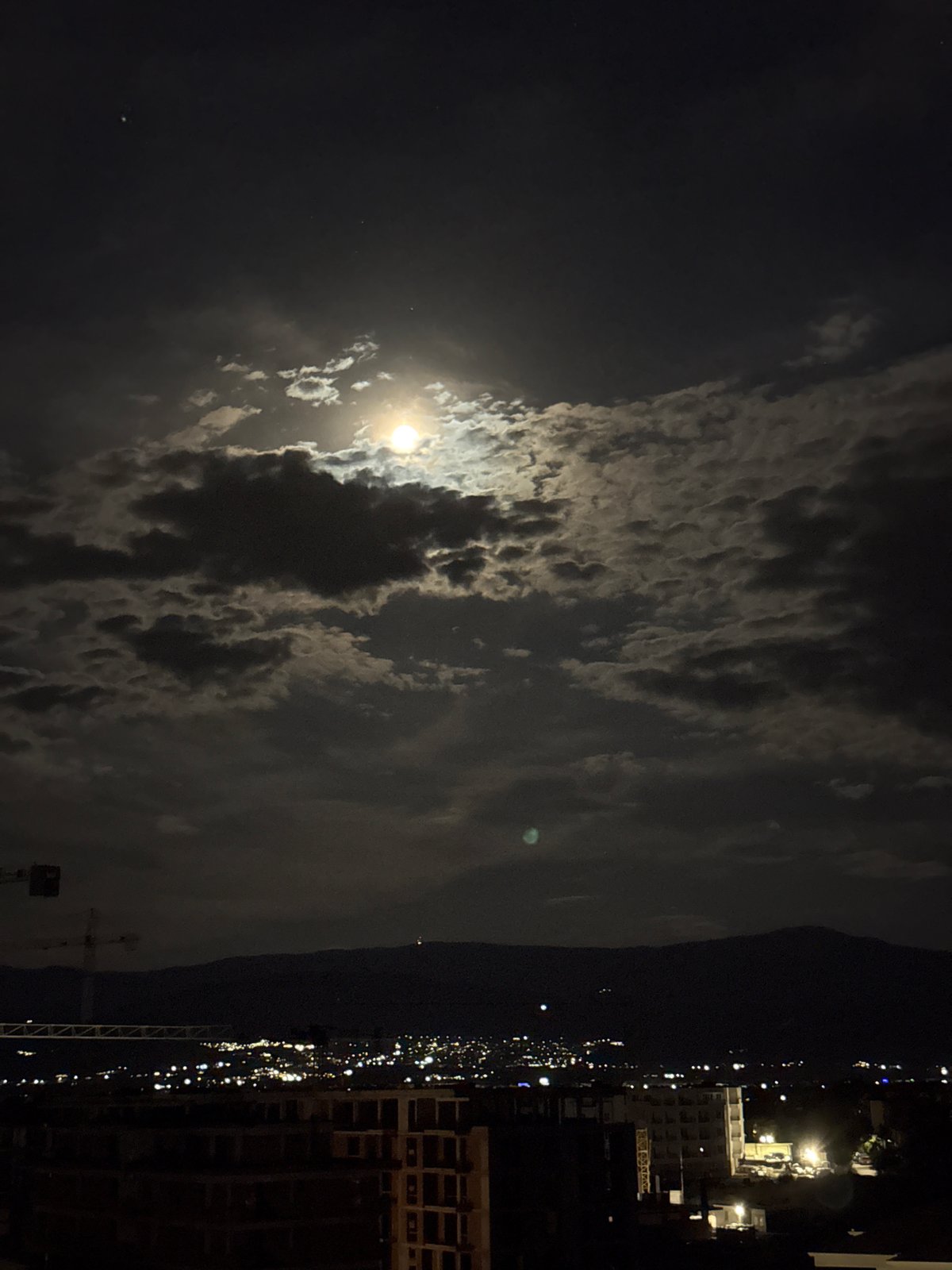 Full Moon Observed Over Plovdiv City Skyline Saturday Night