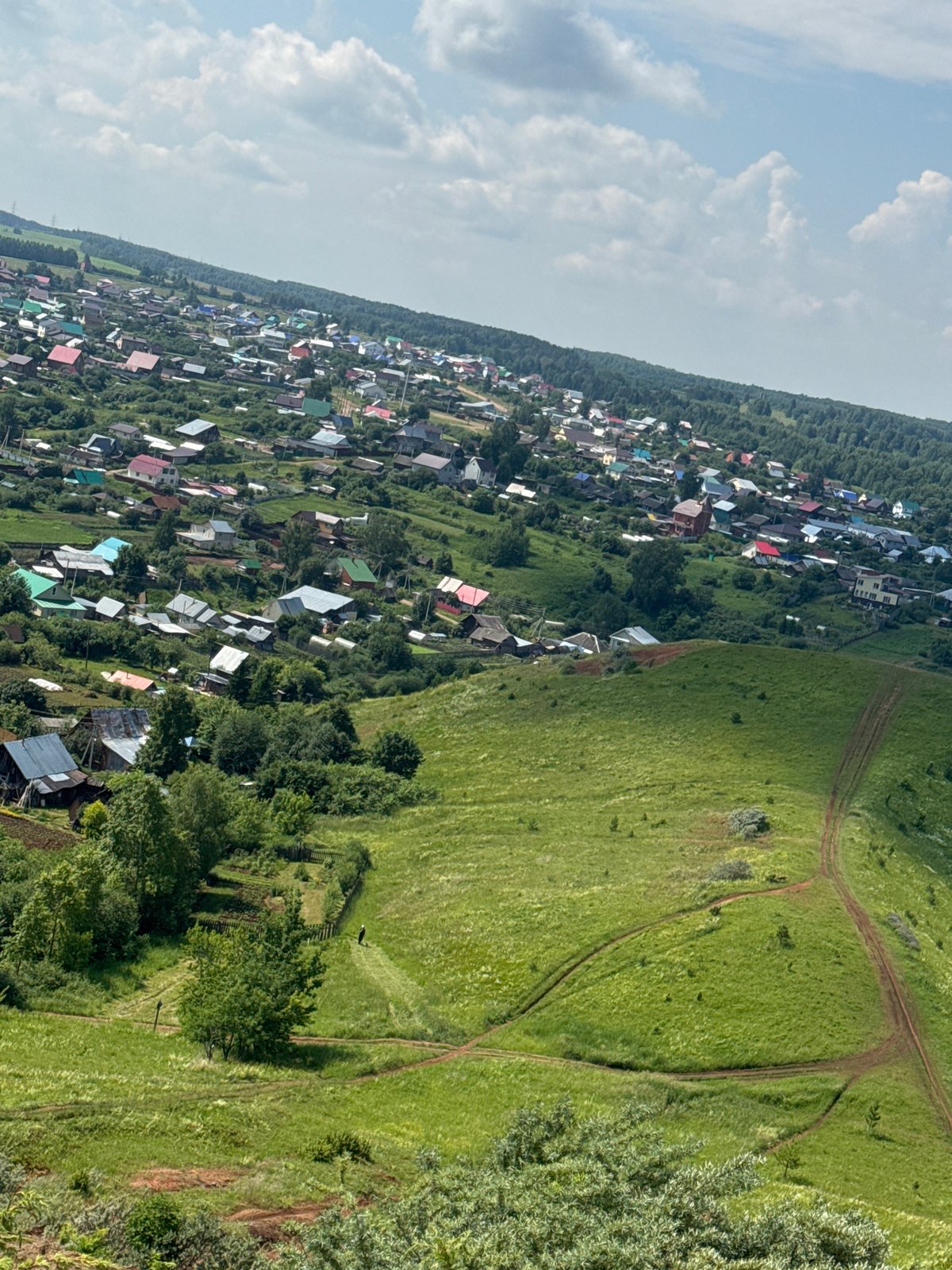 Hilltop views over the Volga and village of Olkhovka, Russia