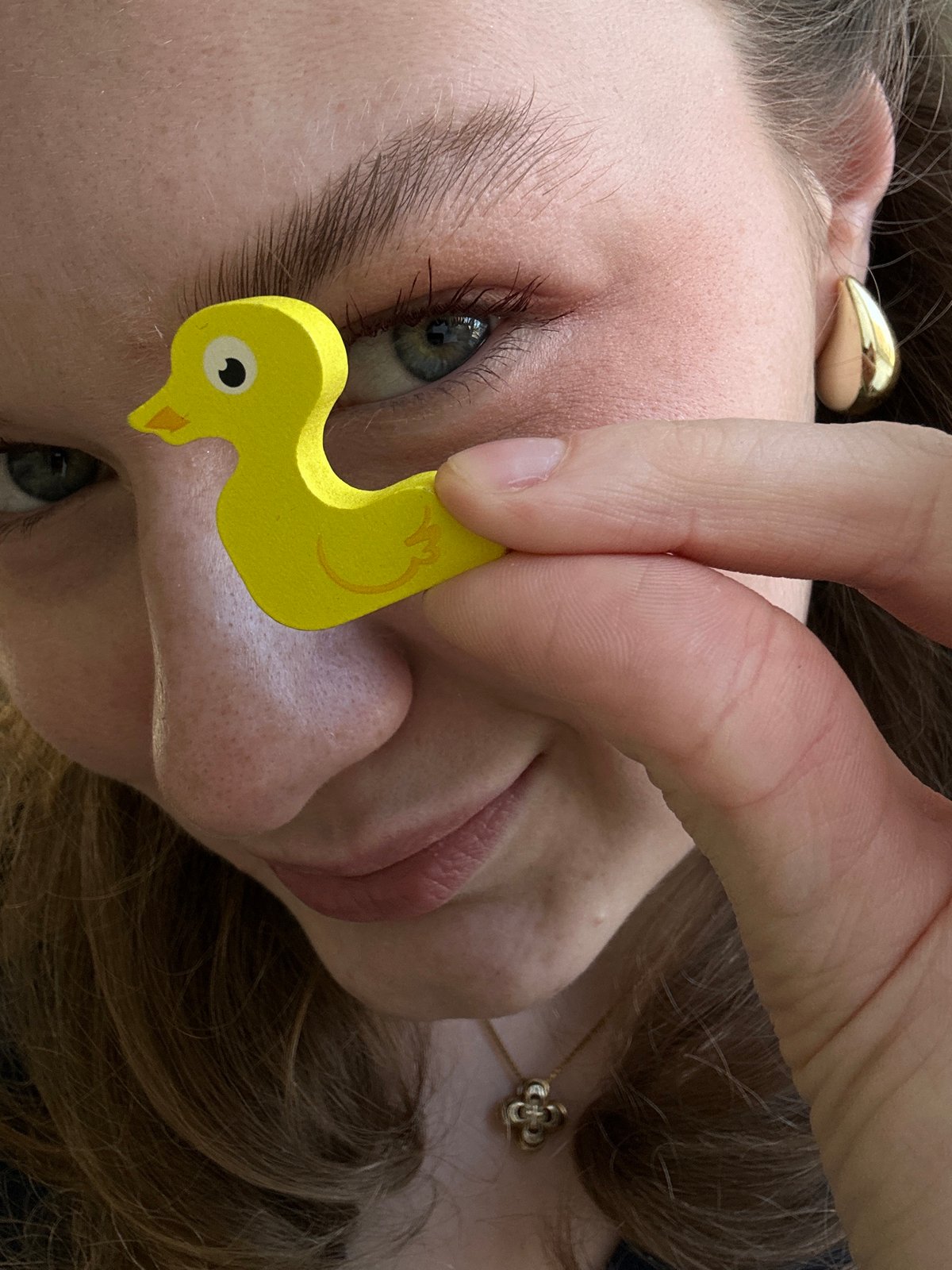 Person plays with wooden duck puzzle toys in Kazan
