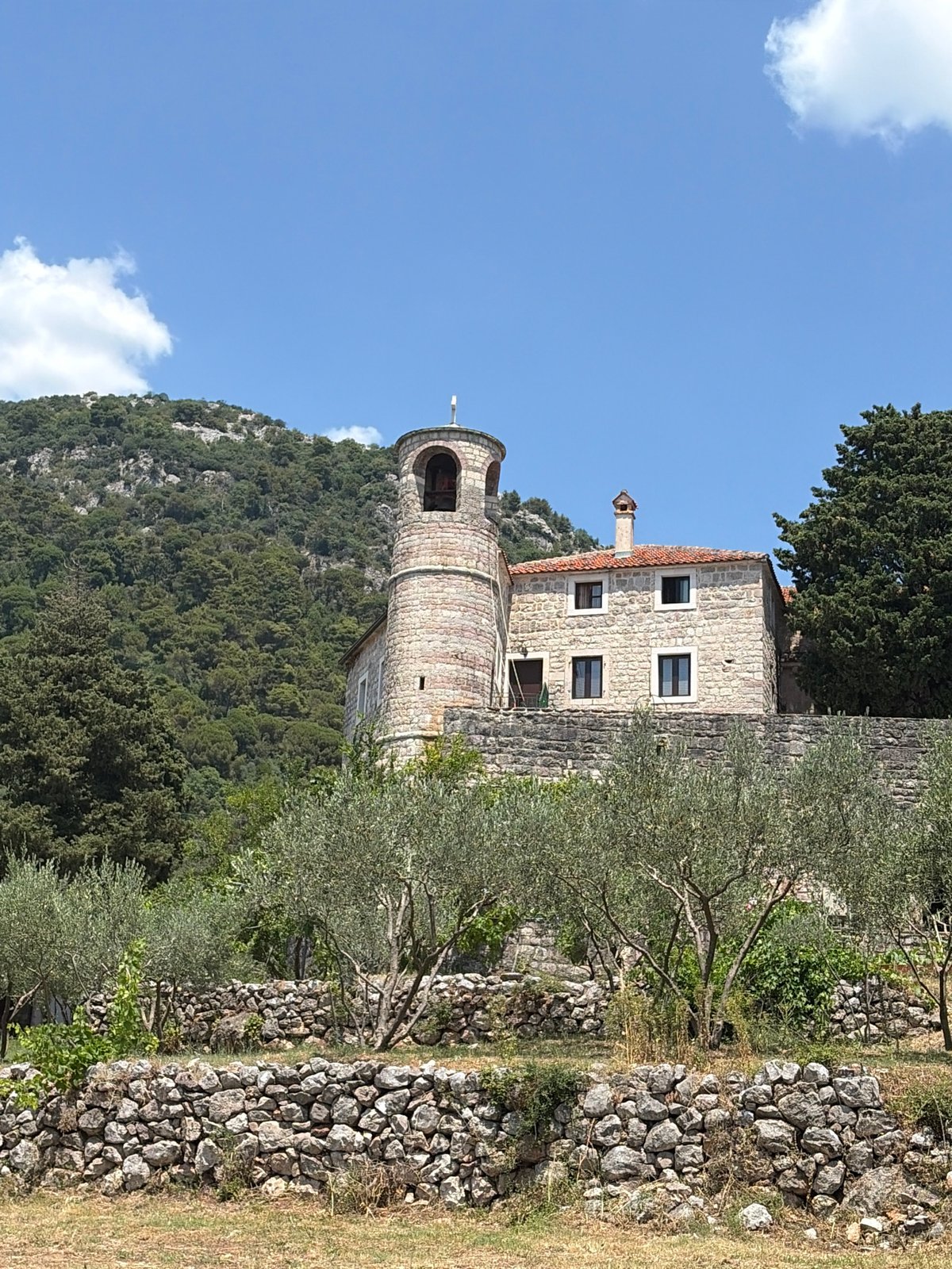 Exploring a historic monastery complex near Budva, Montenegro