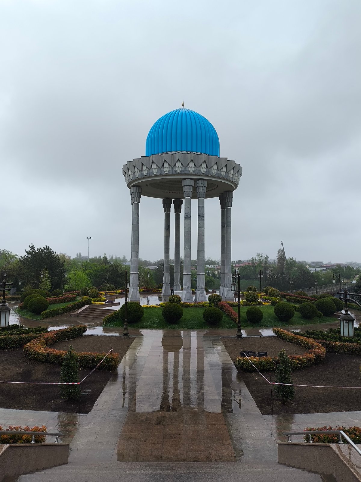 Miniature World Tower Models Displayed Outside Tashkent Building