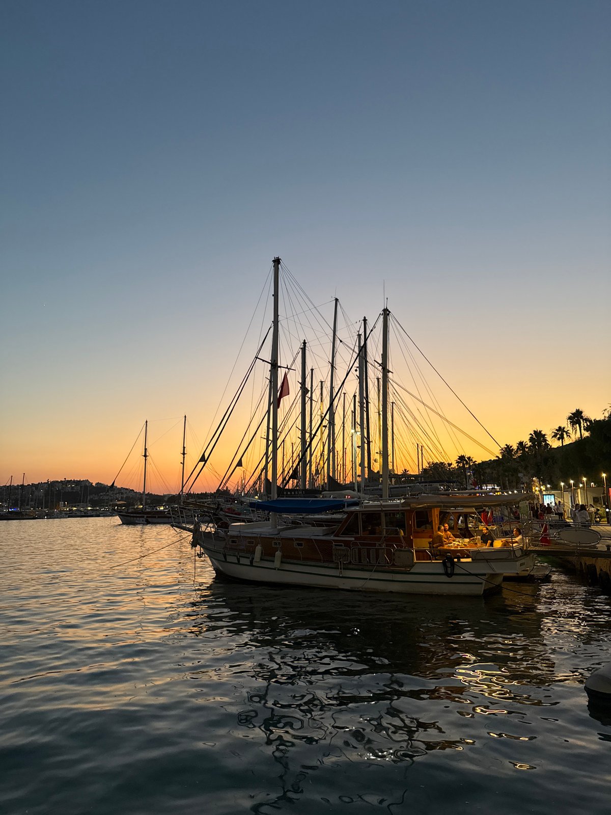 Sunset evening along Bodrum's marina and waterfront