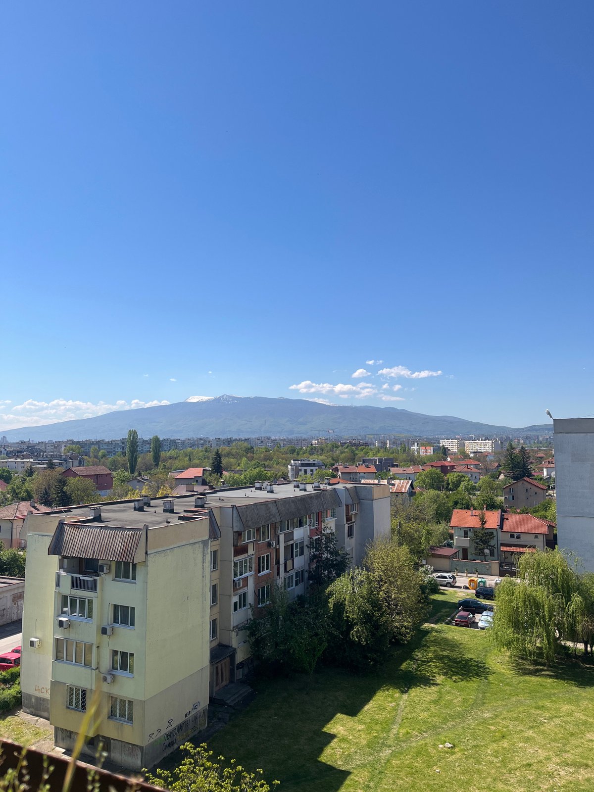 Aerial views captured of Sofia residential neighborhood on sunny morning