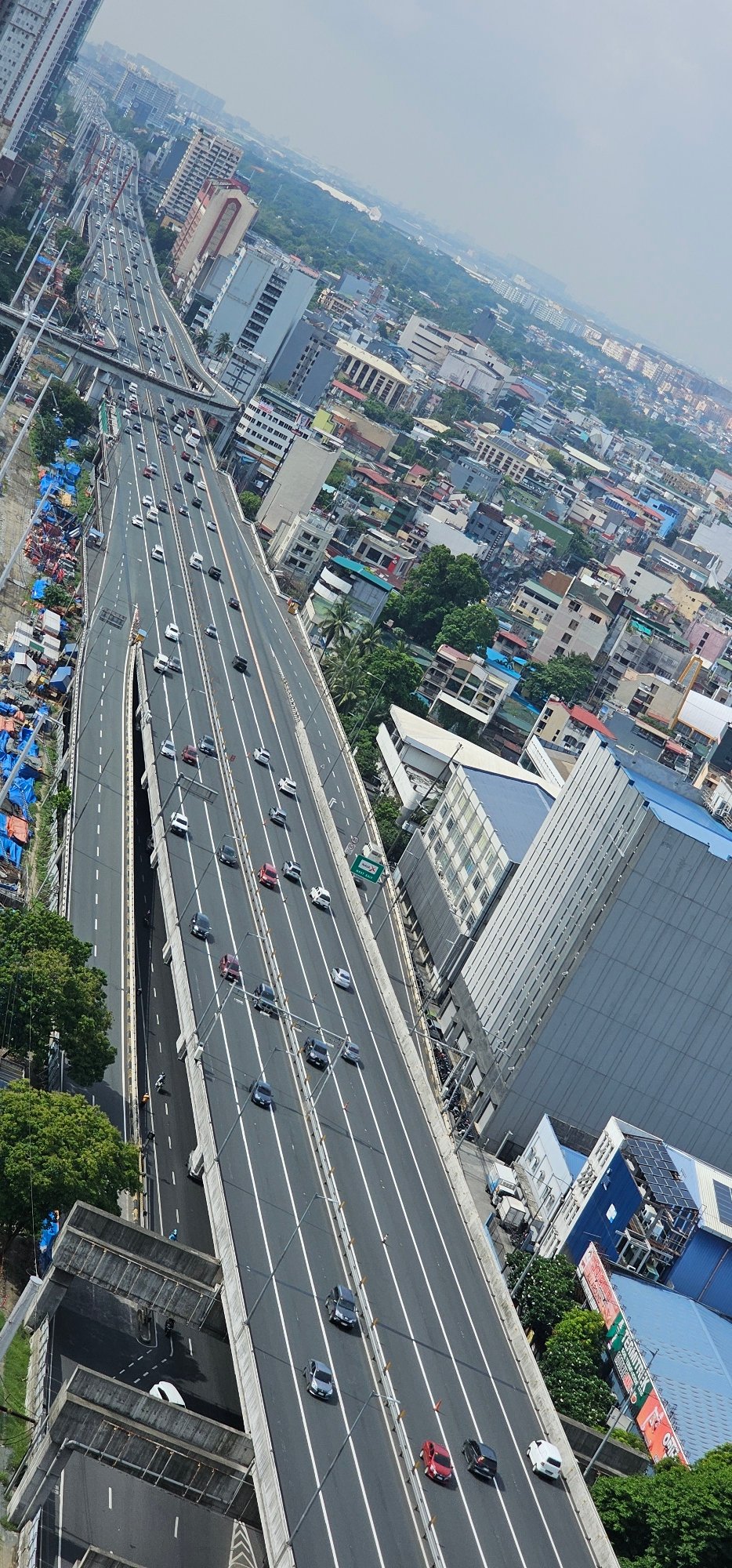 Heavy traffic flows along Makati's elevated Skyway System