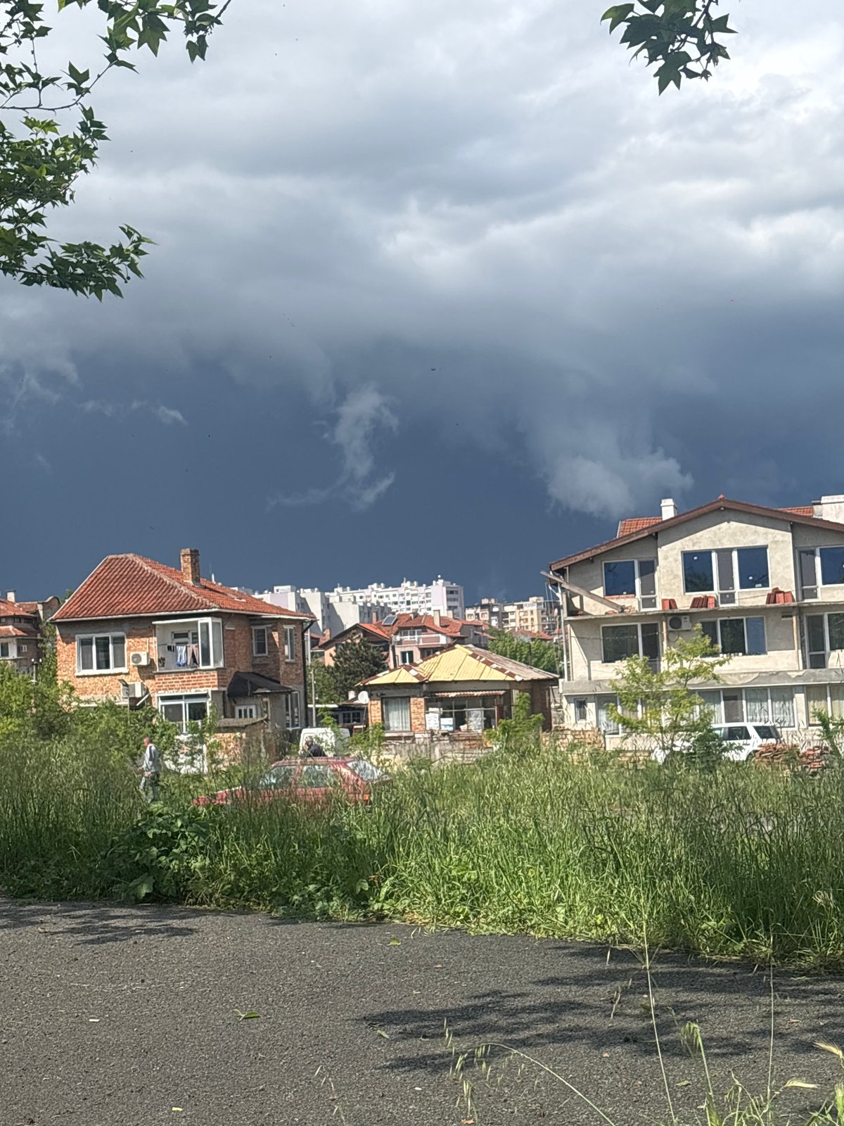 Storm clouds gather over Burgas, Bulgaria streets